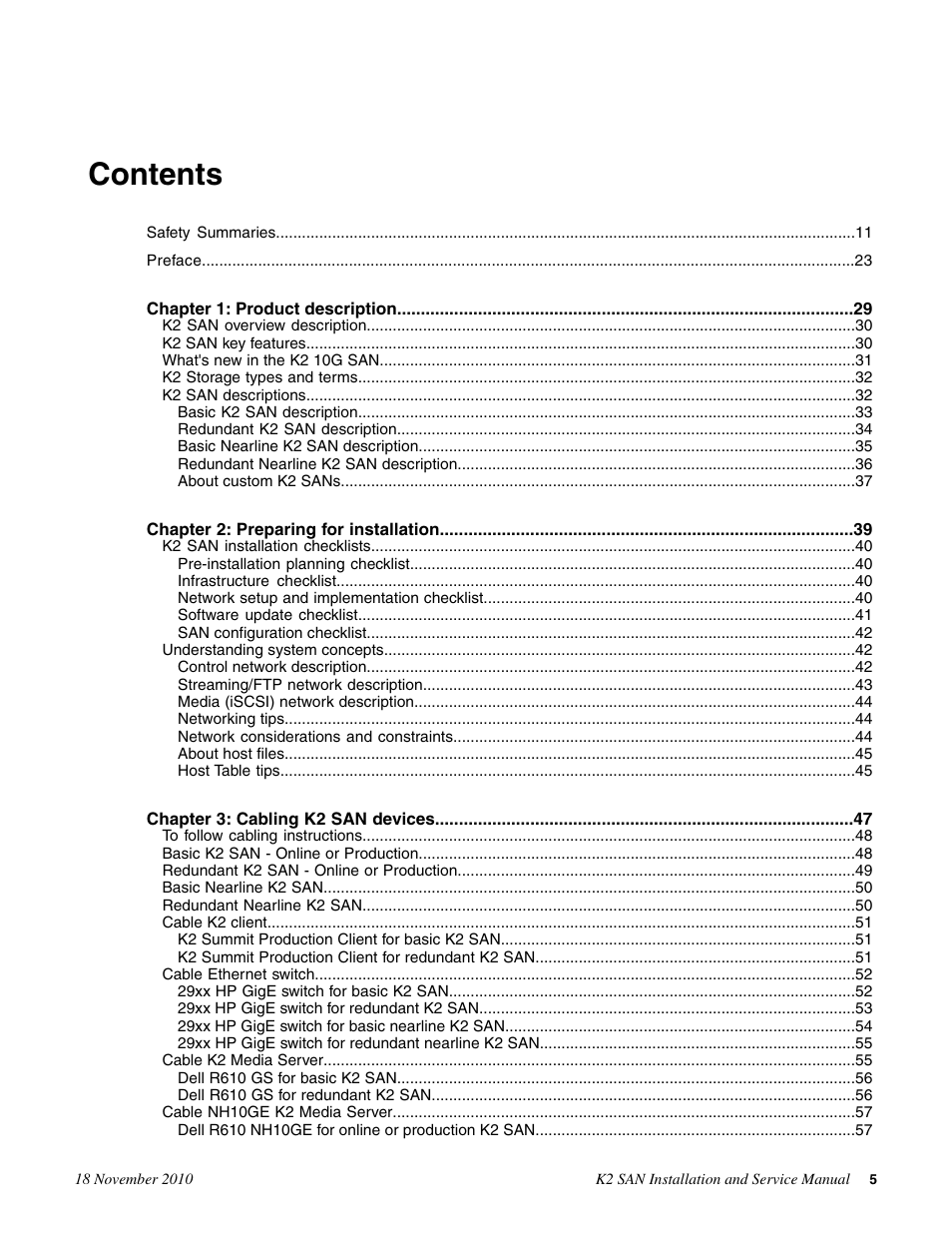 Grass Valley K2 Summit Storage Area Network Installation User Manual | Page 5 / 362