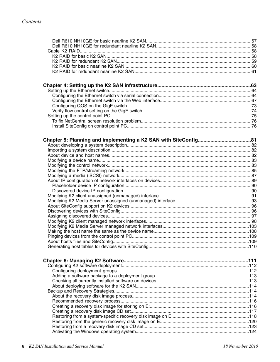 Grass Valley K2 Summit Storage Area Network Installation User Manual | Page 6 / 362