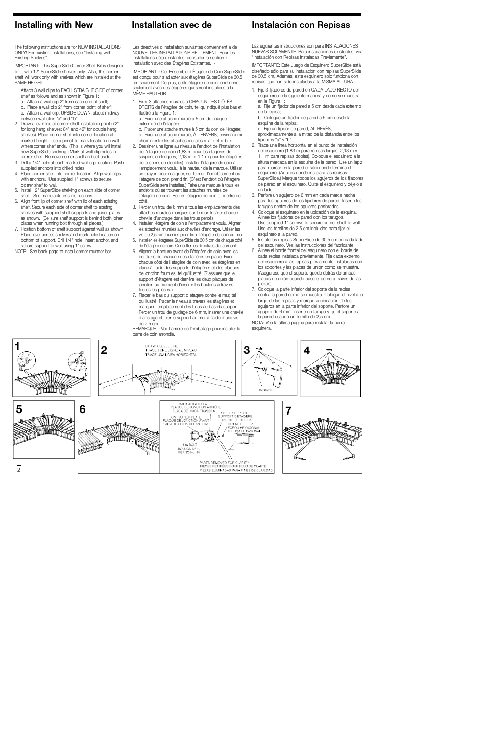 Closet Maid SuperSlide Corner Shelf Kit 5627 User Manual | Page 2 / 4