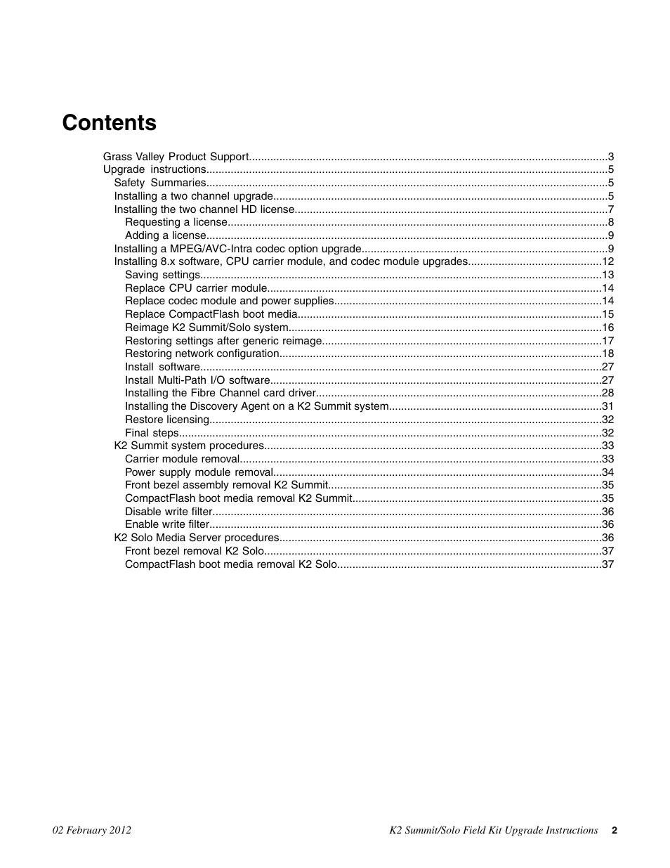Grass Valley K2 Summit Client Upgrade Instructions v.8.x Mar.02 2012 User Manual | Page 2 / 37