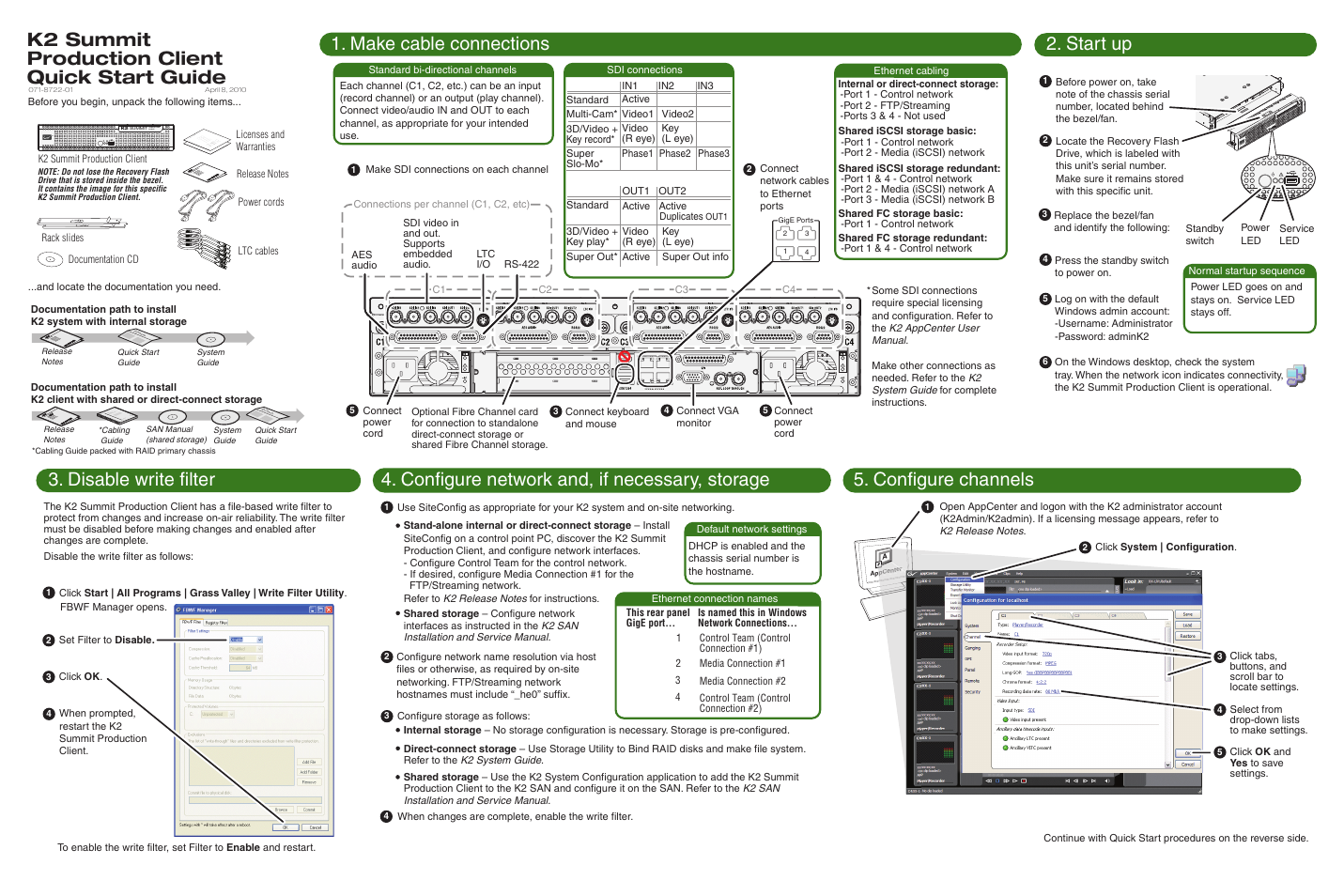 Grass Valley K2 Summit Client Quick Start May.14 2010 User Manual | 2 pages