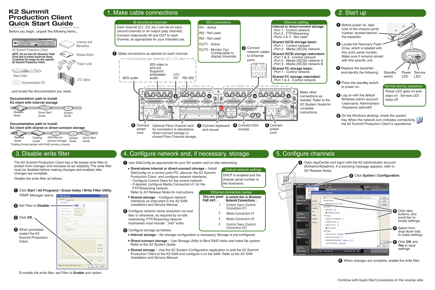 Grass Valley K2 Summit Client Quick Start Nov.23 2009 User Manual | 2 pages