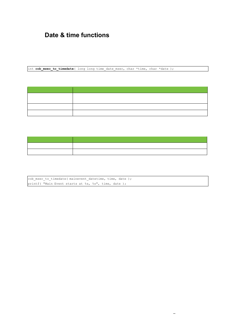 Date & time functions | Grass Valley K2 TX/MAM Database Protocol Manual v.2.2 User Manual | Page 30 / 38