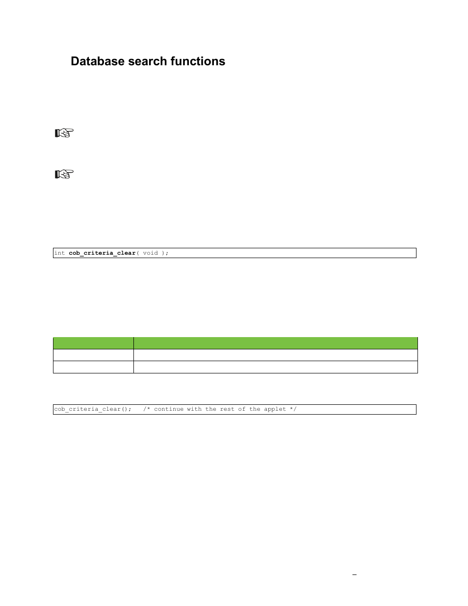 Database search functions, Clearing all criteria used in a previous search | Grass Valley K2 TX/MAM Database Protocol Manual v.2.2 User Manual | Page 8 / 38