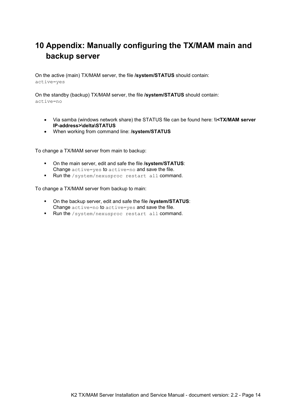 Grass Valley K2 TX/MAM Server Installation v.2.2 User Manual | Page 14 / 16