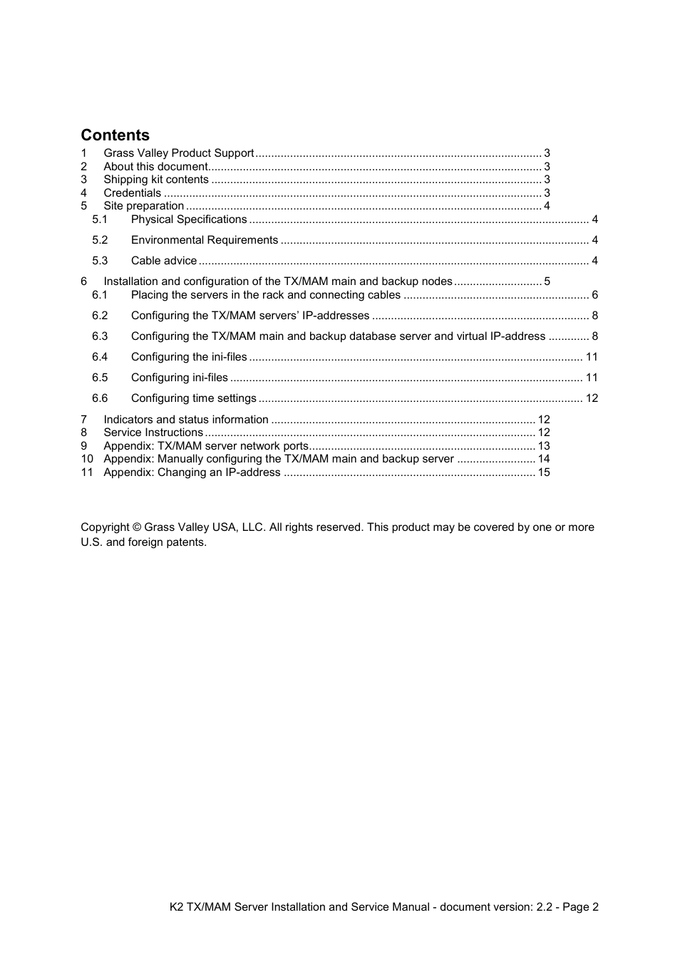 Grass Valley K2 TX/MAM Server Installation v.2.2 User Manual | Page 2 / 16