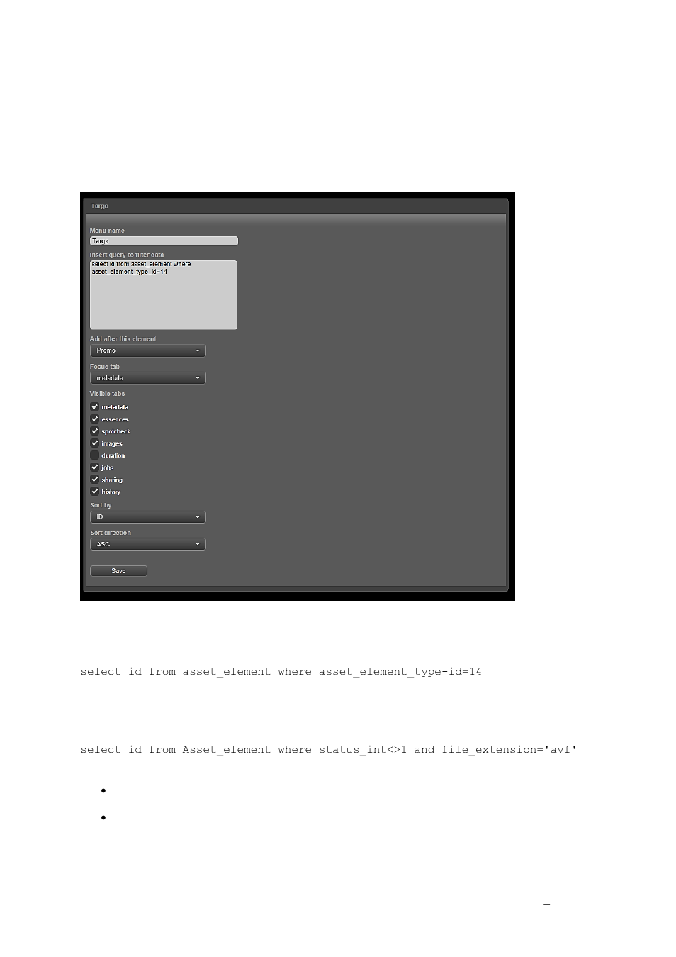Defining menu items, Introduction | Grass Valley K2 TX/MAM User Manual v.2.4 User Manual | Page 30 / 71