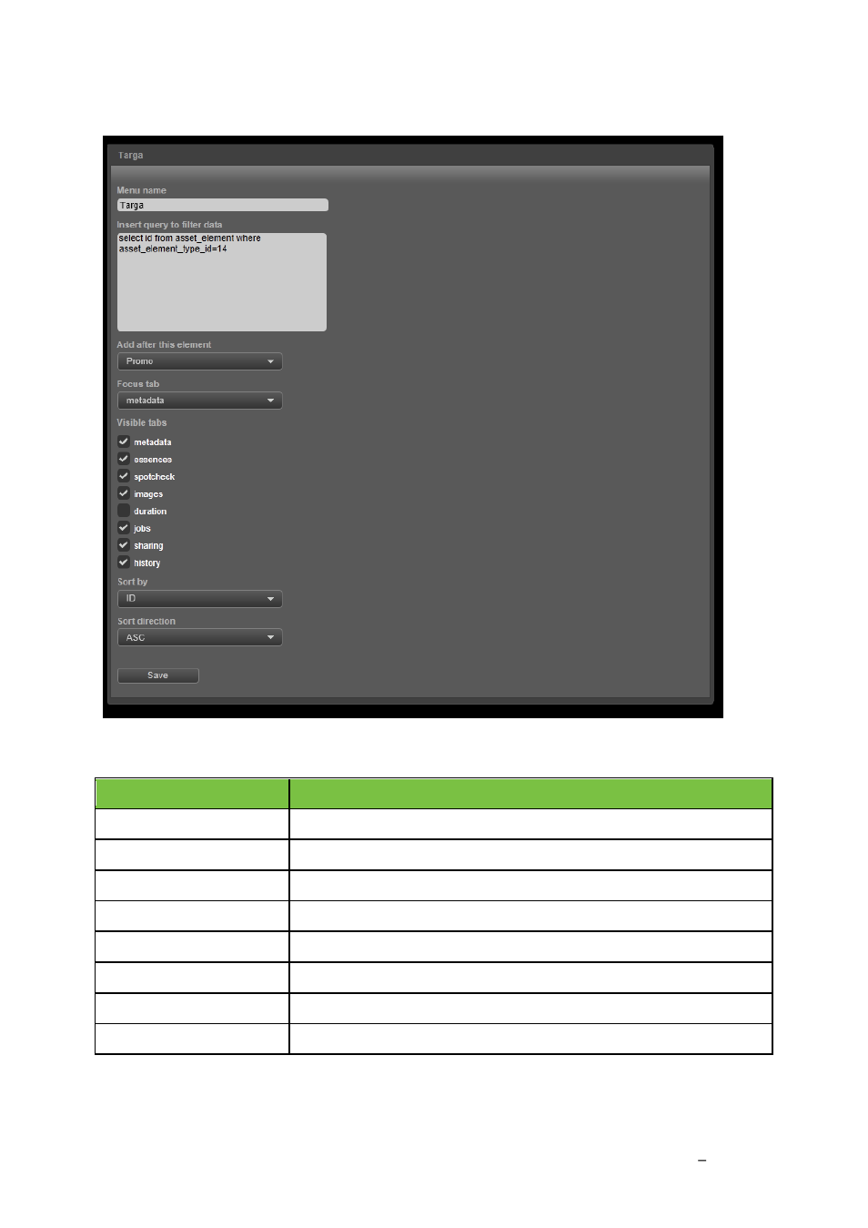 Menu items window | Grass Valley K2 TX/MAM User Manual v.2.4 User Manual | Page 61 / 71