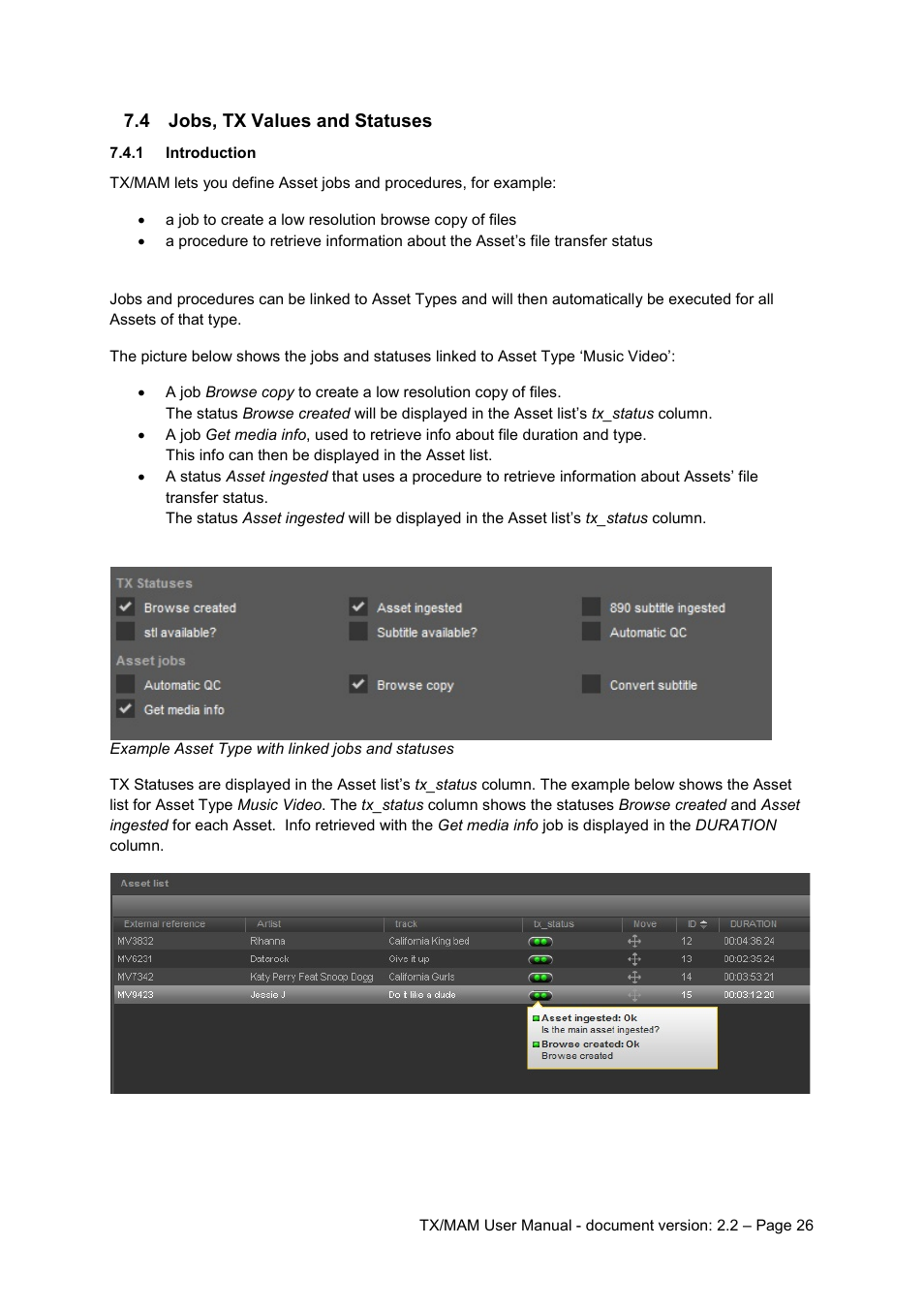 4 jobs, tx values and statuses, 1 introduction, Jobs, tx values and statuses | Introduction | Grass Valley K2 TX/MAM User Manual v.2.2 User Manual | Page 26 / 57