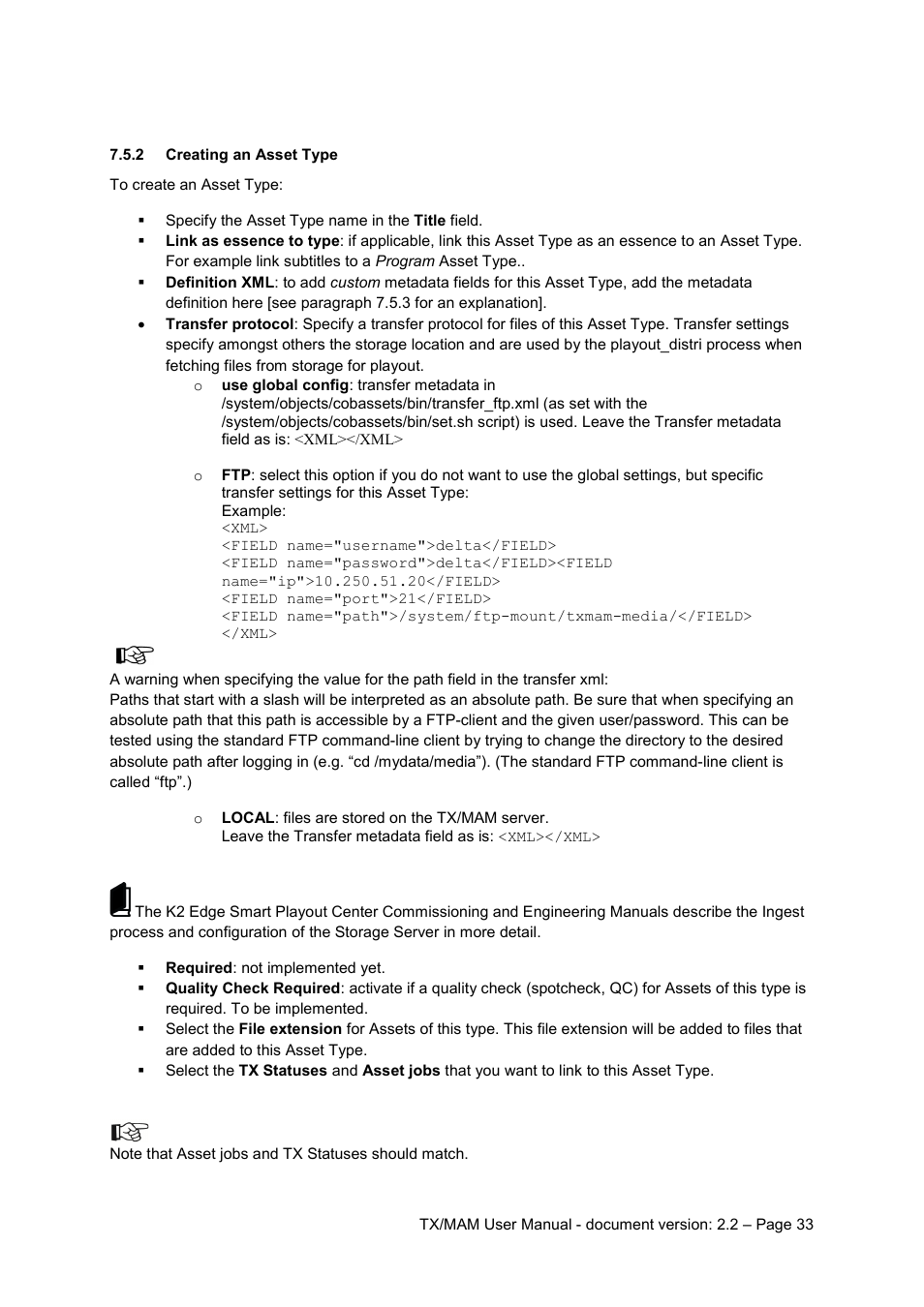 2 creating an asset type, Creating an asset type | Grass Valley K2 TX/MAM User Manual v.2.2 User Manual | Page 33 / 57