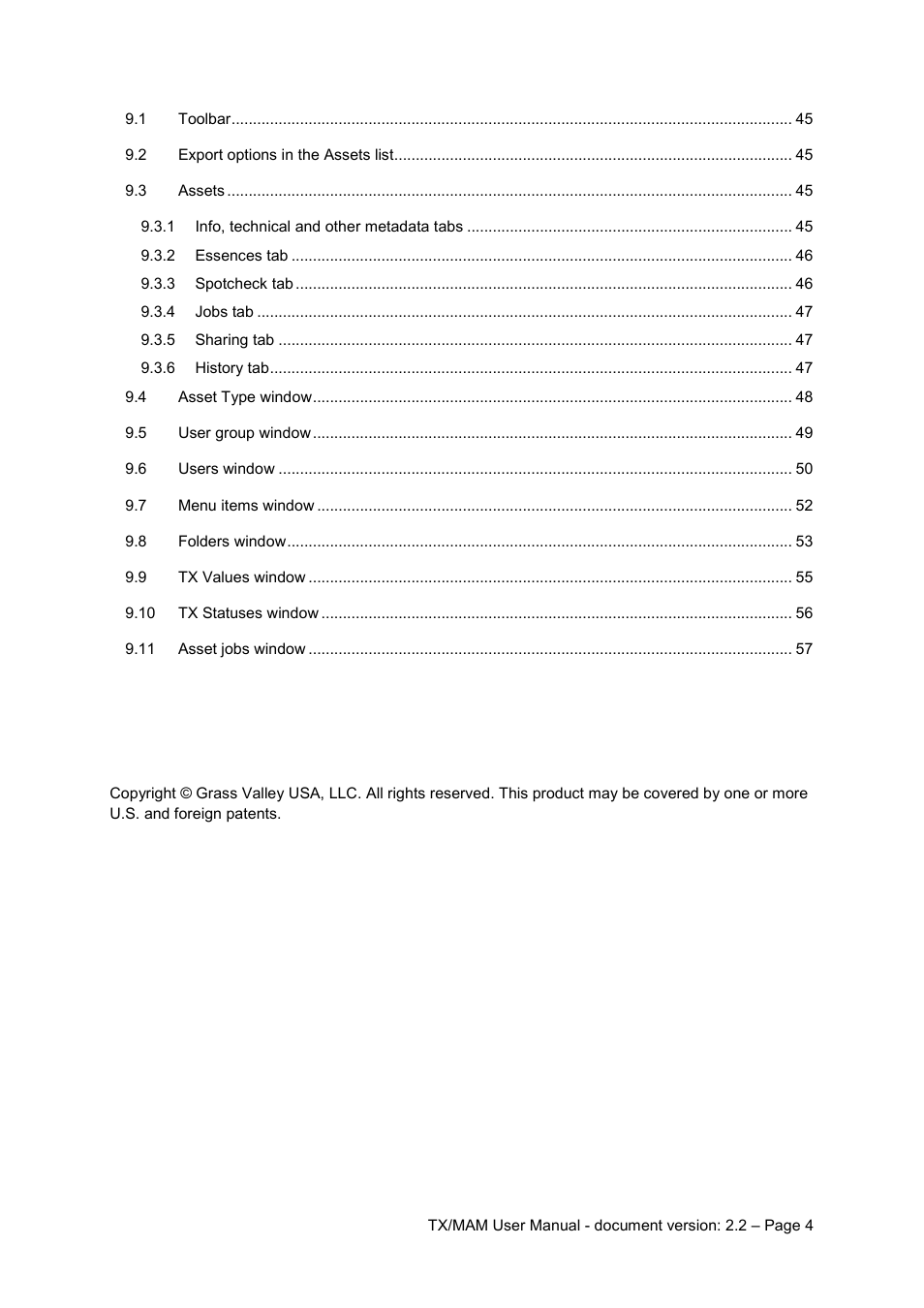 Grass Valley K2 TX/MAM User Manual v.2.2 User Manual | Page 4 / 57