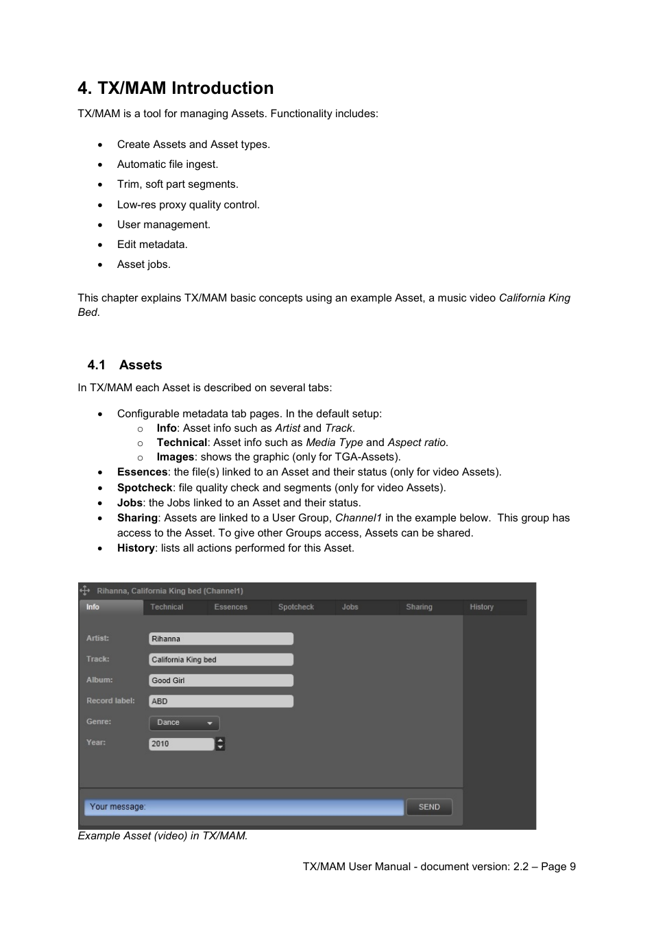 Tx/mam introduction, 1 assets, Assets | Grass Valley K2 TX/MAM User Manual v.2.2 User Manual | Page 9 / 57