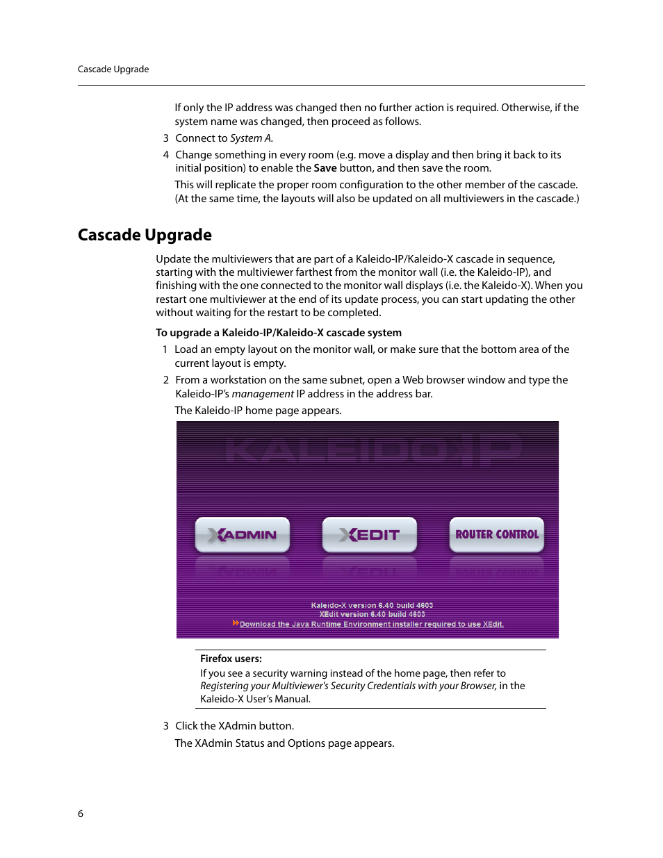 Cascade upgrade | Grass Valley Kaleido-IP with Kaleido-X Cascade Manual User Manual | Page 8 / 15