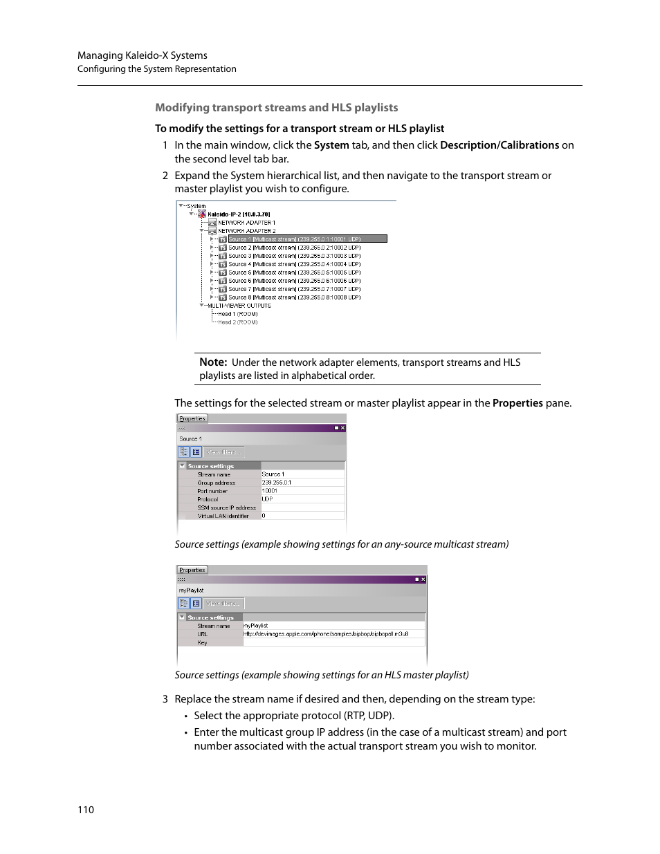 Modifying transport streams and hls playlists, Rmation, see | Grass Valley Kaleido-X v.7.80 User Manual | Page 118 / 557
