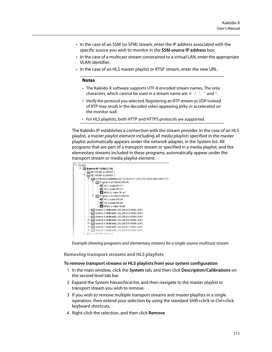 Removing transport streams and hls playlists, Removing transport streams, And hls playlists | Grass Valley Kaleido-X v.7.80 User Manual | Page 119 / 557
