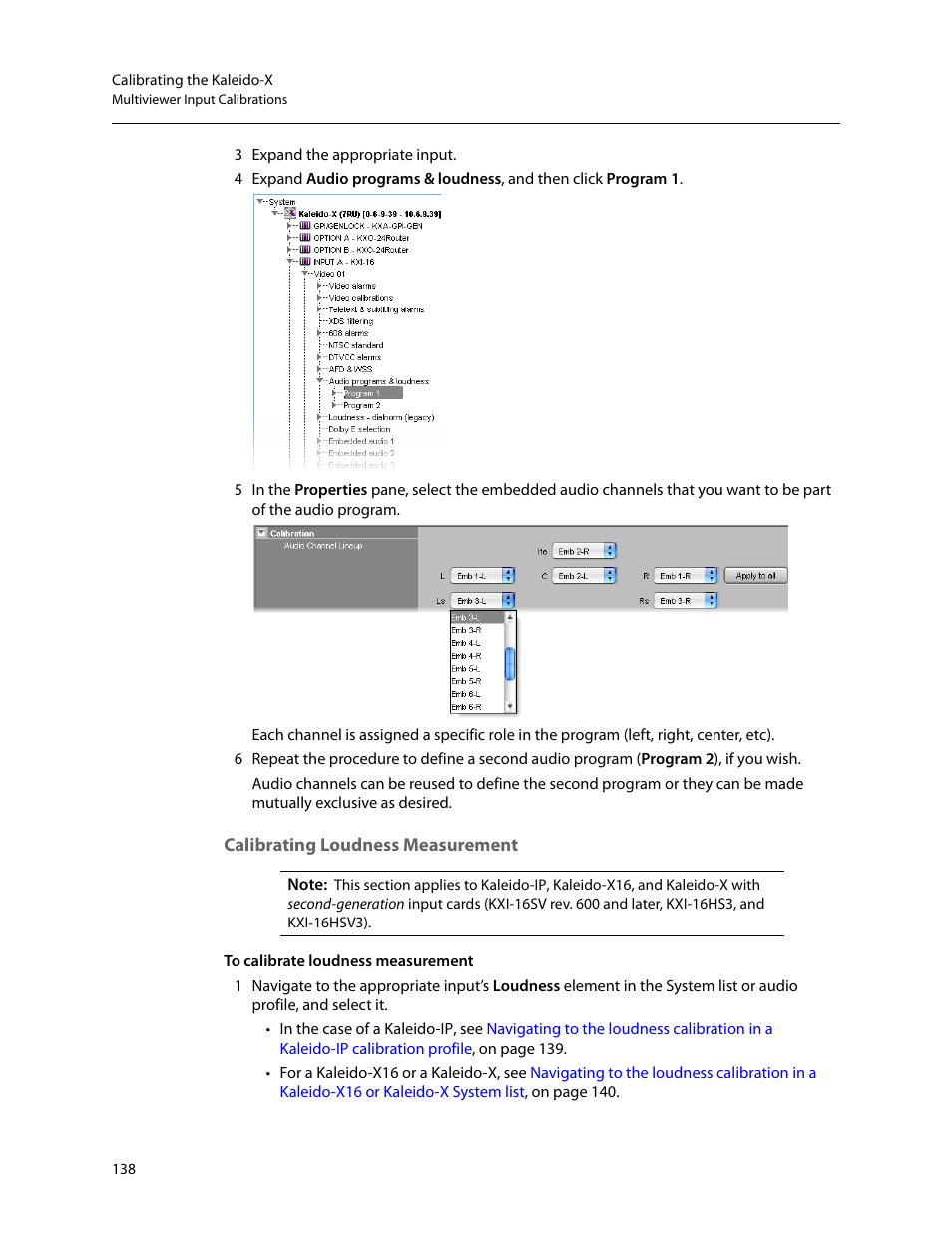 Calibrating loudness measurement | Grass Valley Kaleido-X v.7.80 User Manual | Page 146 / 557
