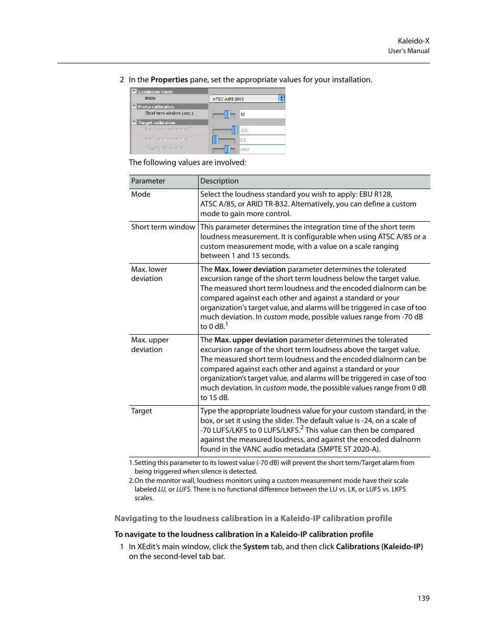 Navigating to the loudness calibration in a, Kaleido-ip calibration profile | Grass Valley Kaleido-X v.7.80 User Manual | Page 147 / 557