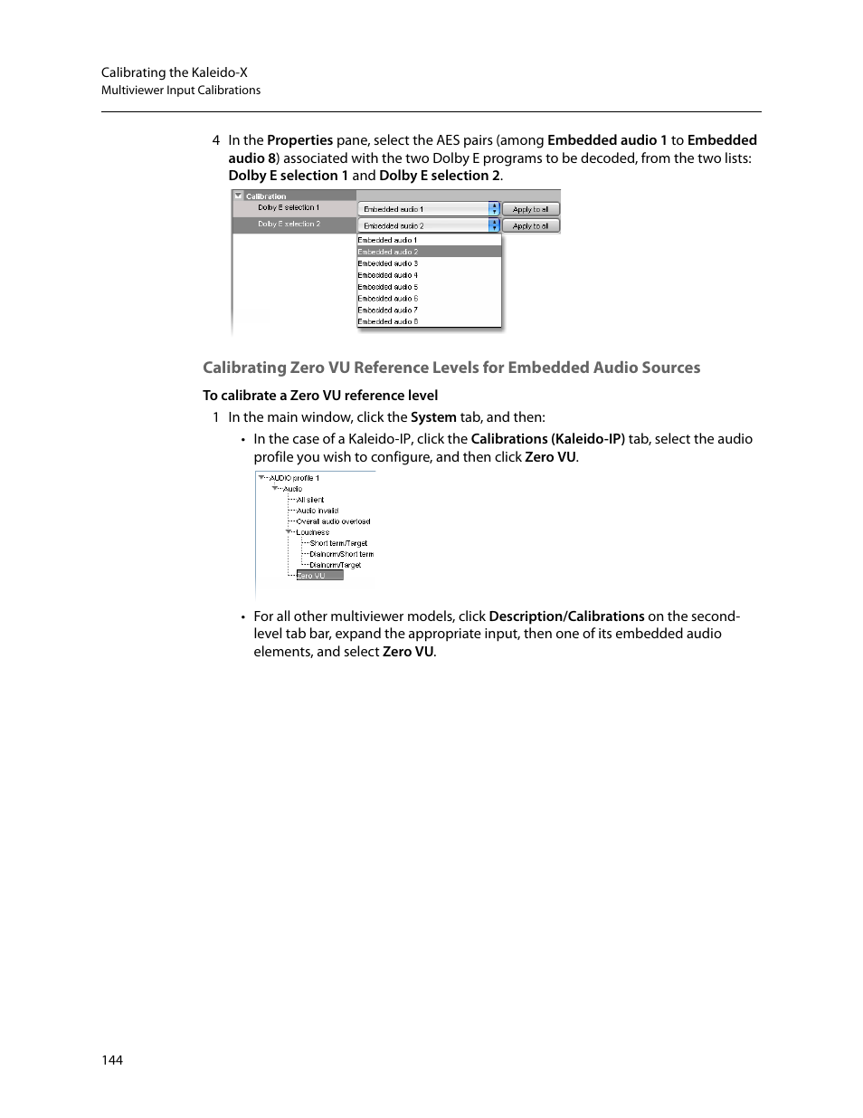 R to, Calibrating zero vu, Reference levels for embedded audio sources | Grass Valley Kaleido-X v.7.80 User Manual | Page 152 / 557