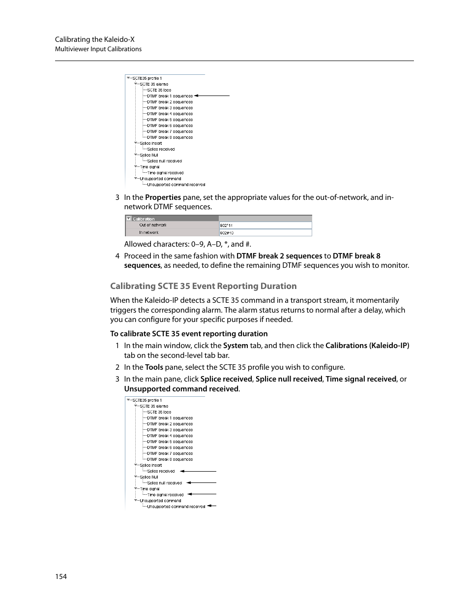 Calibrating scte 35 event reporting duration | Grass Valley Kaleido-X v.7.80 User Manual | Page 162 / 557
