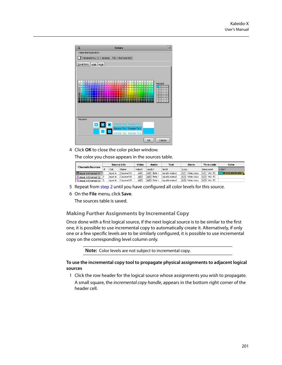 Making further assignments by incremental copy | Grass Valley Kaleido-X v.7.80 User Manual | Page 209 / 557