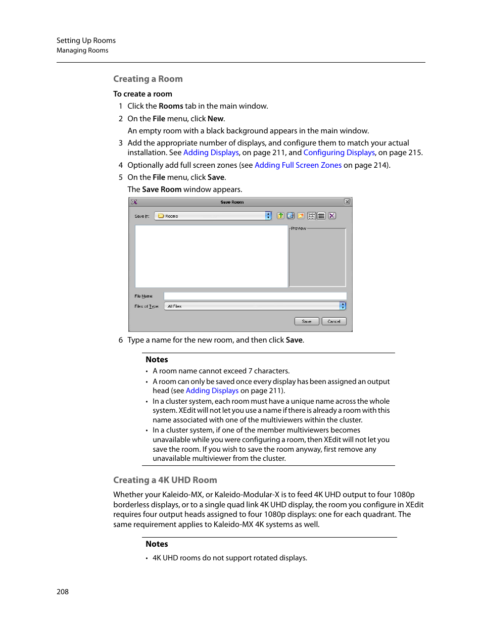 Creating a room, Creating a 4k uhd room | Grass Valley Kaleido-X v.7.80 User Manual | Page 216 / 557
