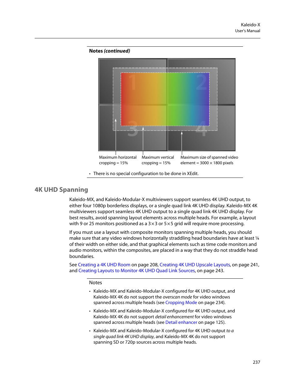 4k uhd spanning | Grass Valley Kaleido-X v.7.80 User Manual | Page 245 / 557