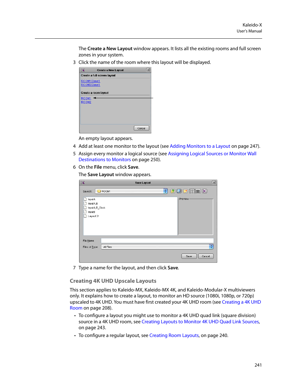 Creating 4k uhd upscale layouts | Grass Valley Kaleido-X v.7.80 User Manual | Page 249 / 557