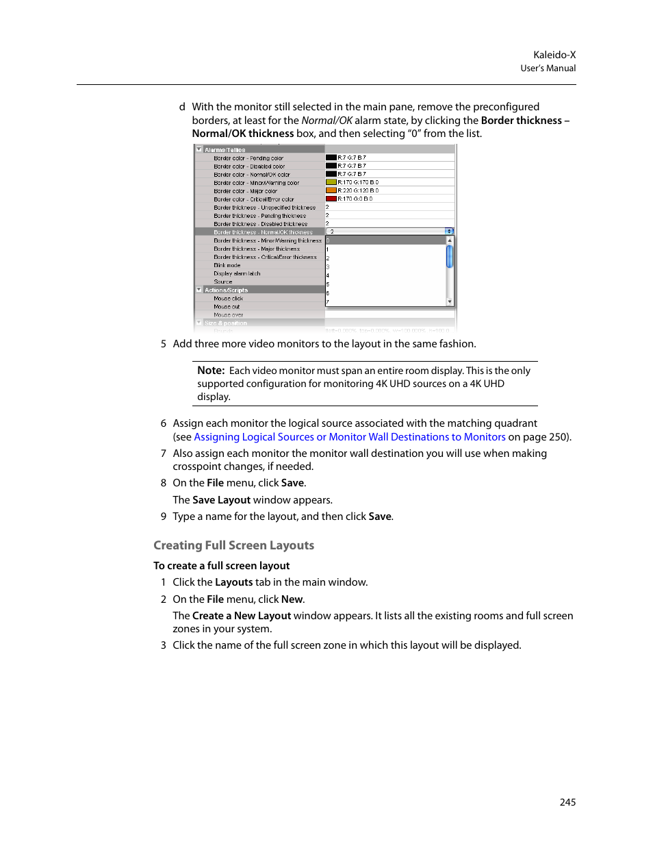 Creating full screen layouts | Grass Valley Kaleido-X v.7.80 User Manual | Page 253 / 557