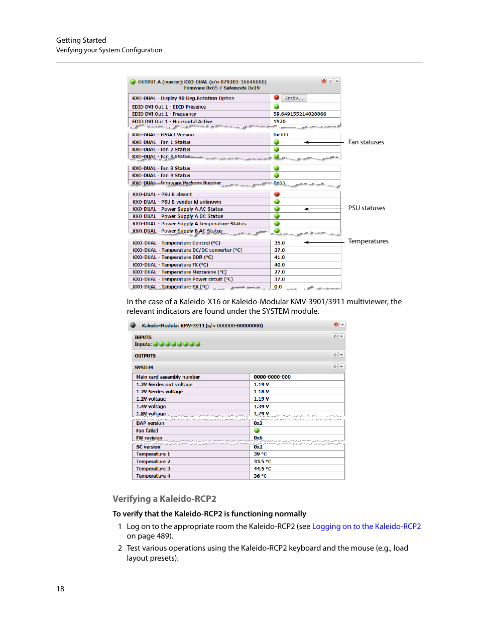 Verifying a kaleido-rcp2 | Grass Valley Kaleido-X v.7.80 User Manual | Page 26 / 557