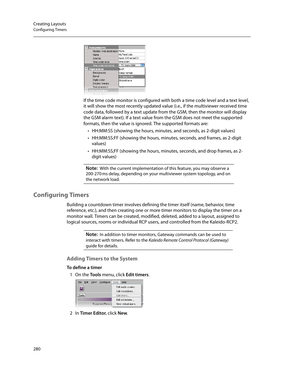 Configuring timers, Adding timers to the system | Grass Valley Kaleido-X v.7.80 User Manual | Page 288 / 557