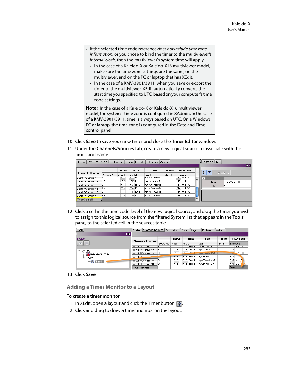 Adding a timer monitor to a layout | Grass Valley Kaleido-X v.7.80 User Manual | Page 291 / 557