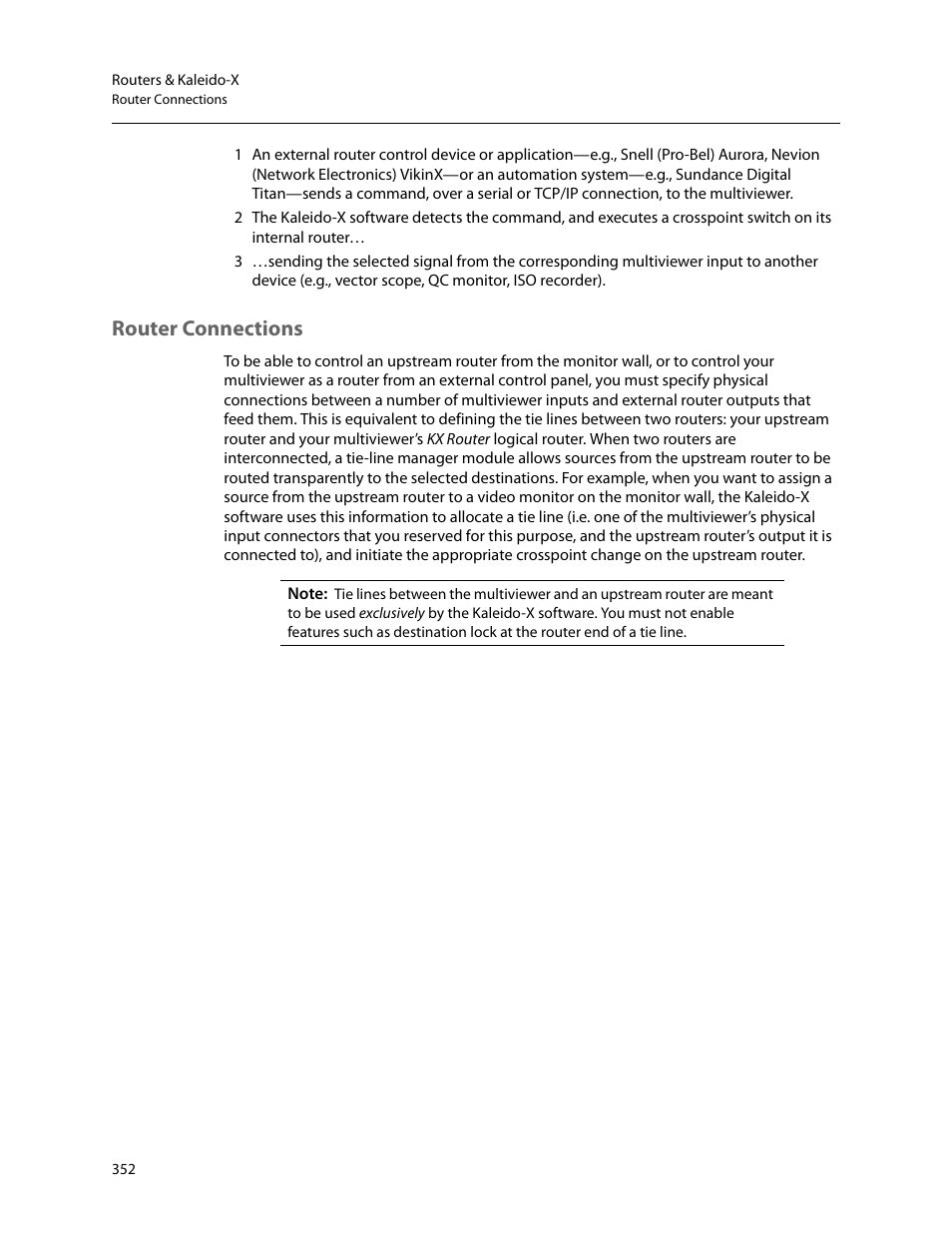 Router connections | Grass Valley Kaleido-X v.7.80 User Manual | Page 360 / 557