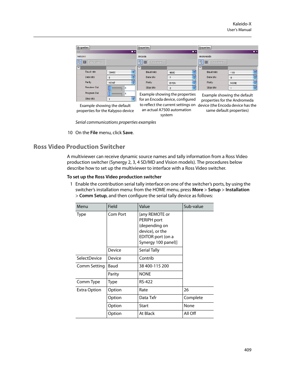 Ross video production switcher | Grass Valley Kaleido-X v.7.80 User Manual | Page 417 / 557