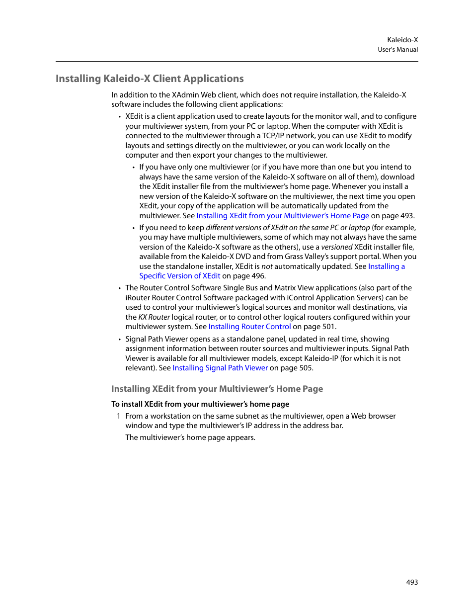 Installing kaleido-x client applications | Grass Valley Kaleido-X v.7.80 User Manual | Page 501 / 557