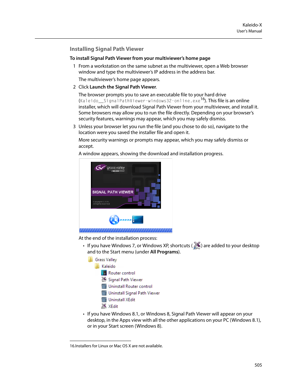 Installing signal path viewer | Grass Valley Kaleido-X v.7.80 User Manual | Page 513 / 557
