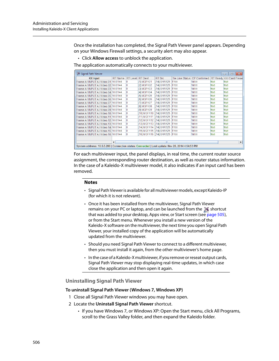 Uninstalling signal path viewer | Grass Valley Kaleido-X v.7.80 User Manual | Page 514 / 557