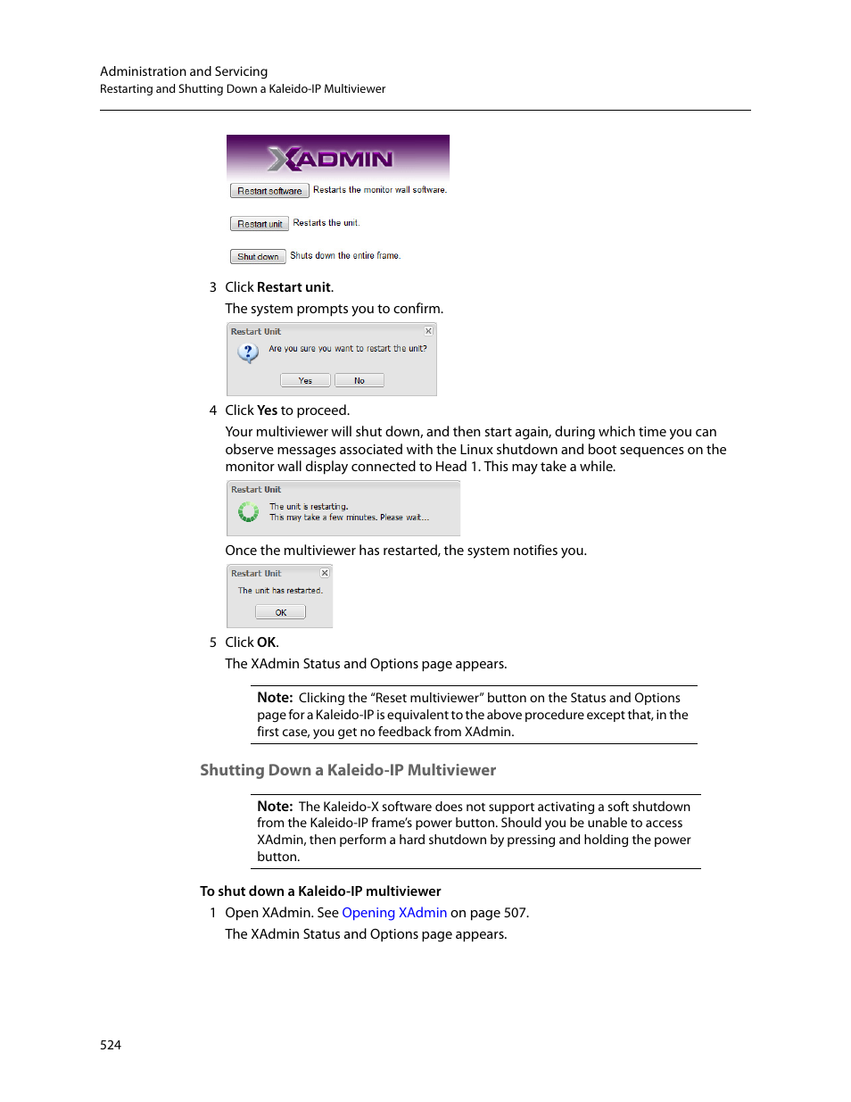 Shutting down a kaleido-ip multiviewer | Grass Valley Kaleido-X v.7.80 User Manual | Page 532 / 557