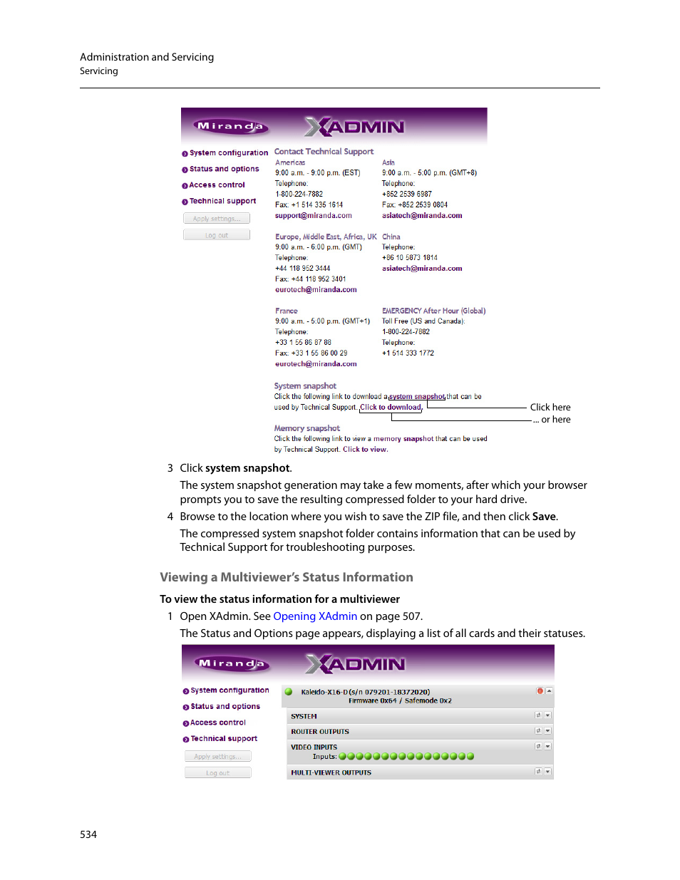 Viewing a multiviewer’s status information, Stem (see | Grass Valley Kaleido-X v.7.80 User Manual | Page 542 / 557