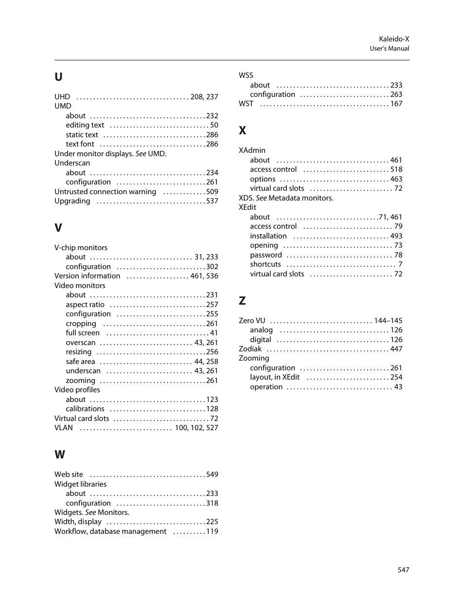 Grass Valley Kaleido-X v.7.80 User Manual | Page 555 / 557