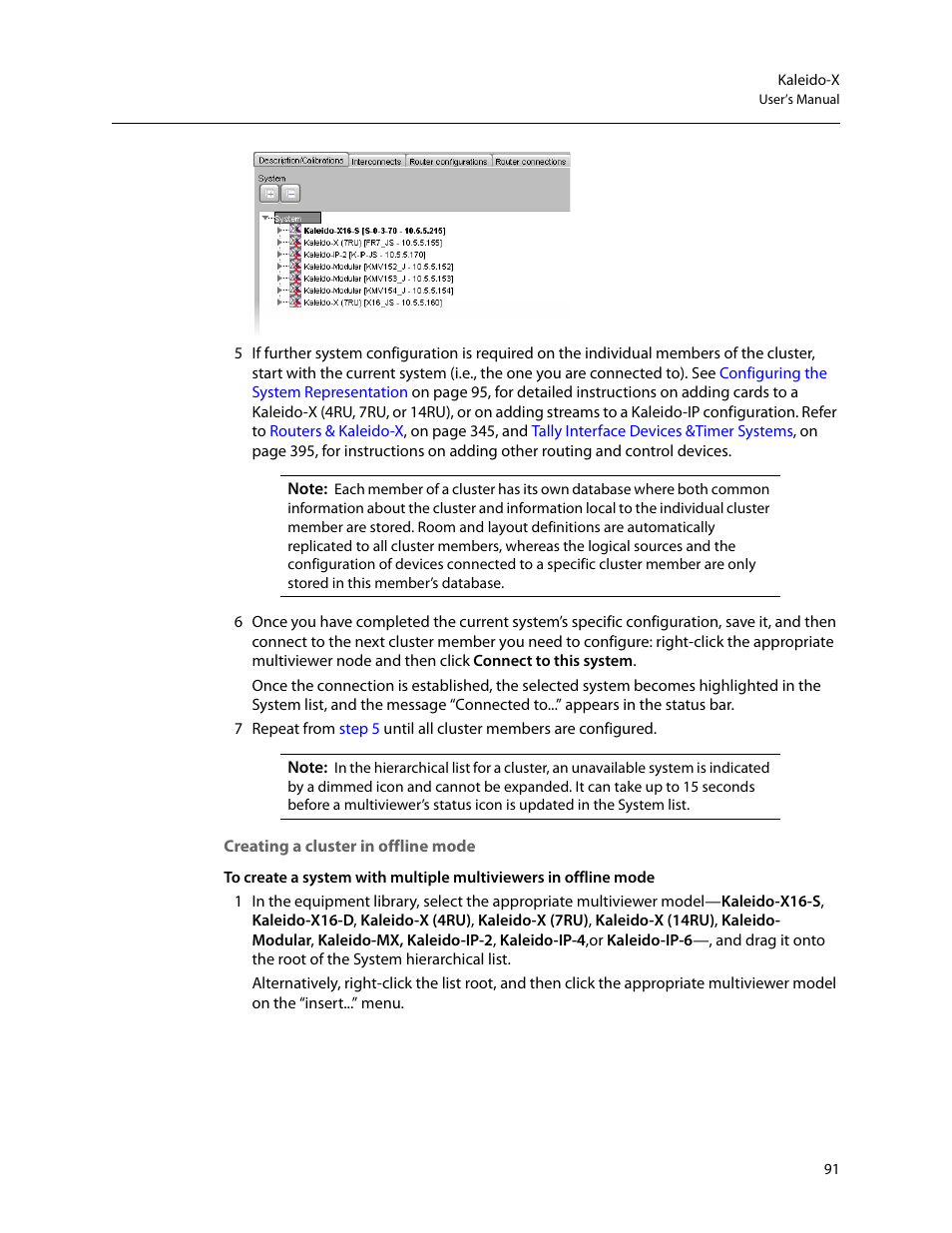Creating a cluster in offline mode | Grass Valley Kaleido-X v.7.80 User Manual | Page 99 / 557