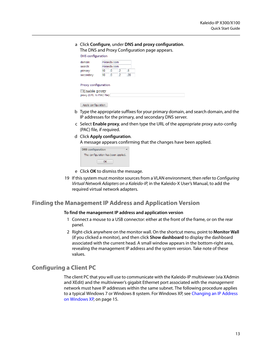 Configuring a client pc | Grass Valley KALEIDO-IP X300 v.7.80 User Manual | Page 25 / 47