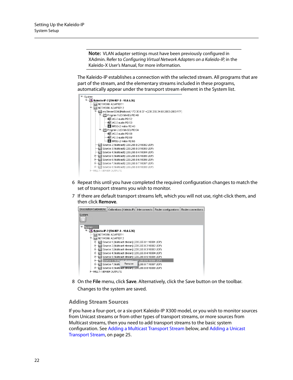 Adding stream sources | Grass Valley KALEIDO-IP X300 v.7.80 User Manual | Page 34 / 47