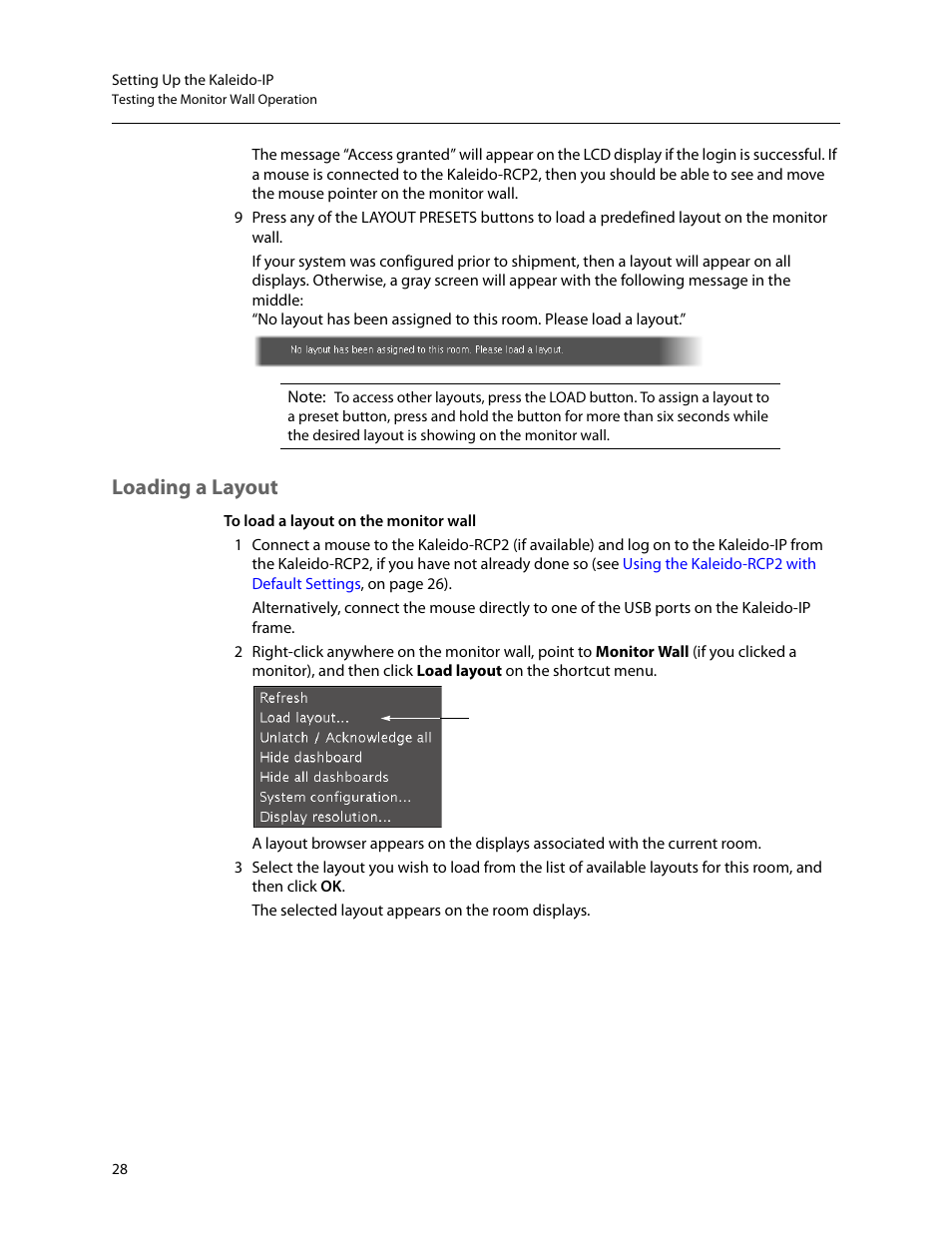 Loading a layout | Grass Valley KALEIDO-IP X300 v.7.80 User Manual | Page 40 / 47