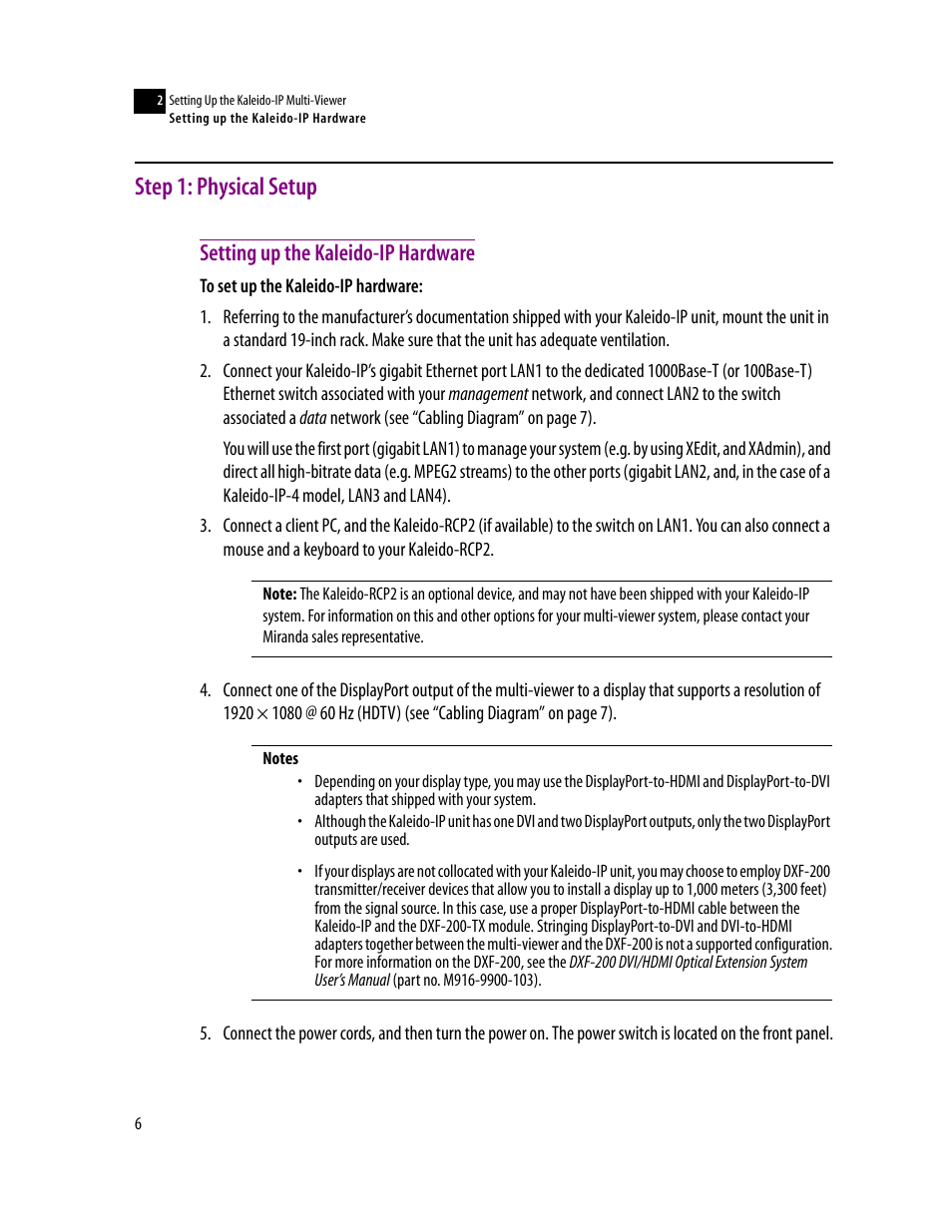 Step 1: physical setup, Setting up the kaleido-ip hardware | Grass Valley Kaleido-IP v.6.02 User Manual | Page 10 / 41