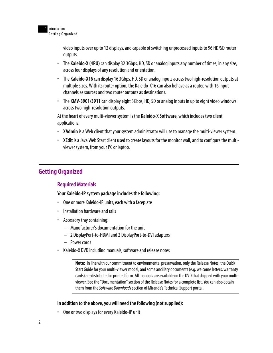 Getting organized, Required materials | Grass Valley Kaleido-IP v.6.02 User Manual | Page 6 / 41