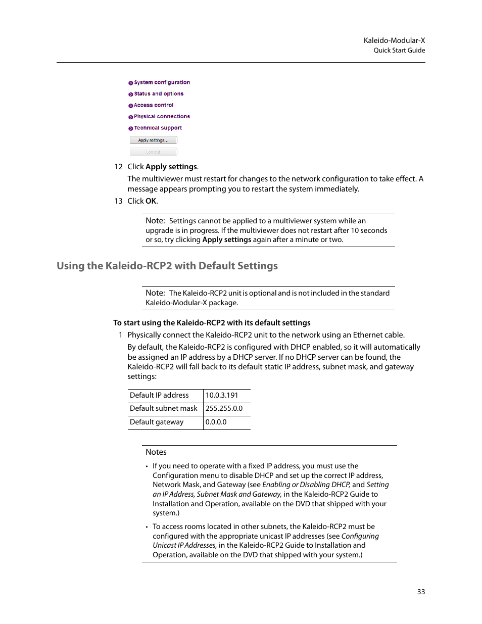 Using the kaleido-rcp2 with default settings | Grass Valley Kaleido-Modular-X v.7.70 User Manual | Page 37 / 53
