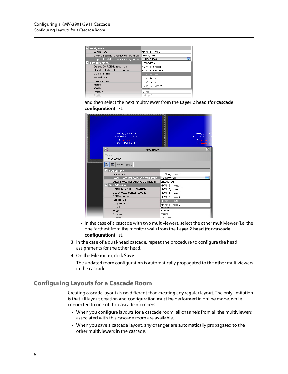 Configuring layouts for a cascade room | Grass Valley KMV-3901 Apr 13 2015 User Manual | Page 8 / 13