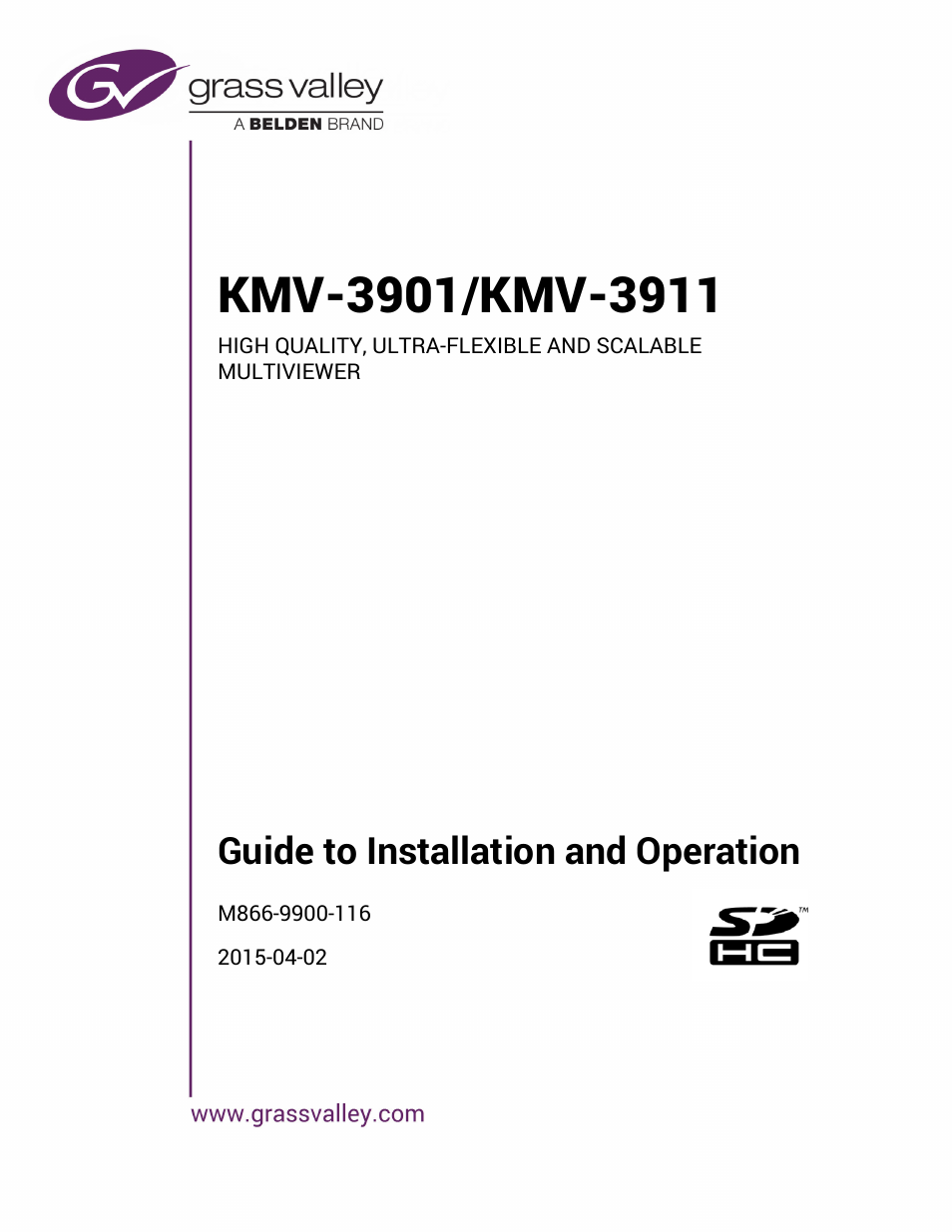 Grass Valley KMV-3901 Installation v.7.70 User Manual | 37 pages