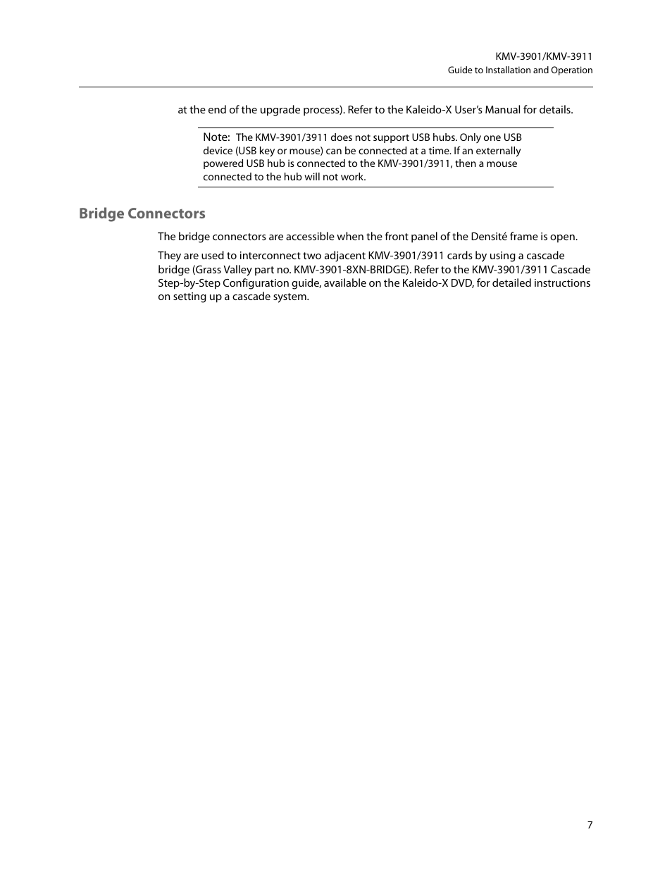 Bridge connectors | Grass Valley KMV-3901 Installation v.7.70 User Manual | Page 13 / 37