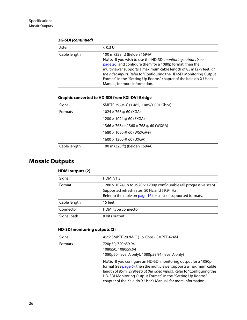 Mosaic outputs | Grass Valley KMV-3901 Installation v.7.70 User Manual | Page 32 / 37